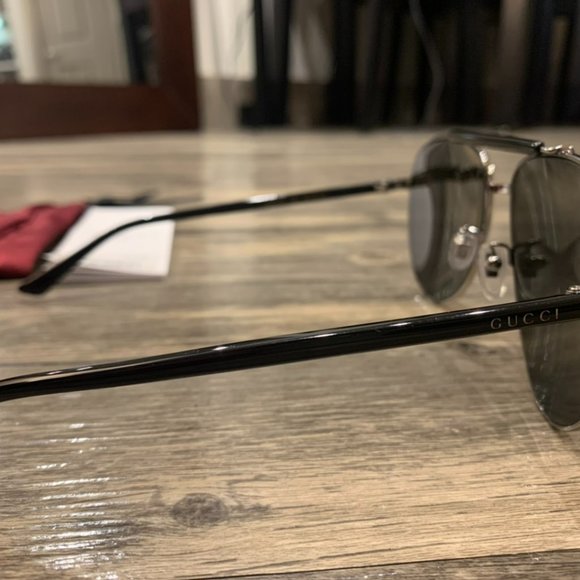 Gucci Aviator Sunglasses (Unisex) - Polarized, Grey Lens - GG0014S-005 - Picture 6 of 8